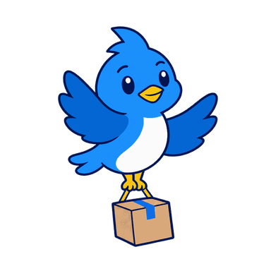 The Inspire Raise bluebird flying in with a parcel
