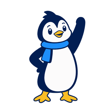 The Inspire Raise penguin cheering on top of the leaderboard